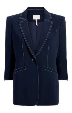 Cinq à Sept Crepe Khloe Blazer Navy/Ivory Clearance