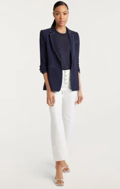 Cinq à Sept Crepe Khloe Blazer Navy/Ivory Clearance