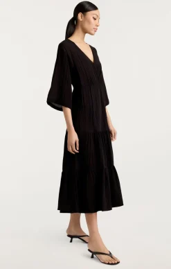 Cinq à Sept Crinkle Tencel Torey Dress Black Clearance