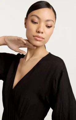 Cinq à Sept Crinkle Tencel Torey Dress Black Clearance