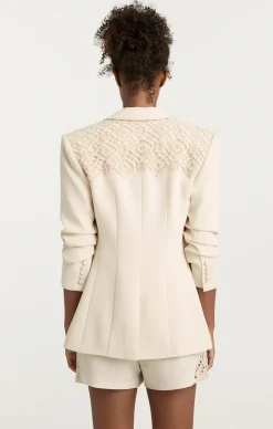 Cinq à Sept Crochet Lace Scrunched Cheyenne Blazer LightPlaster Outlet