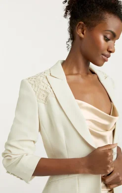 Cinq à Sept Crochet Lace Scrunched Cheyenne Blazer LightPlaster Outlet