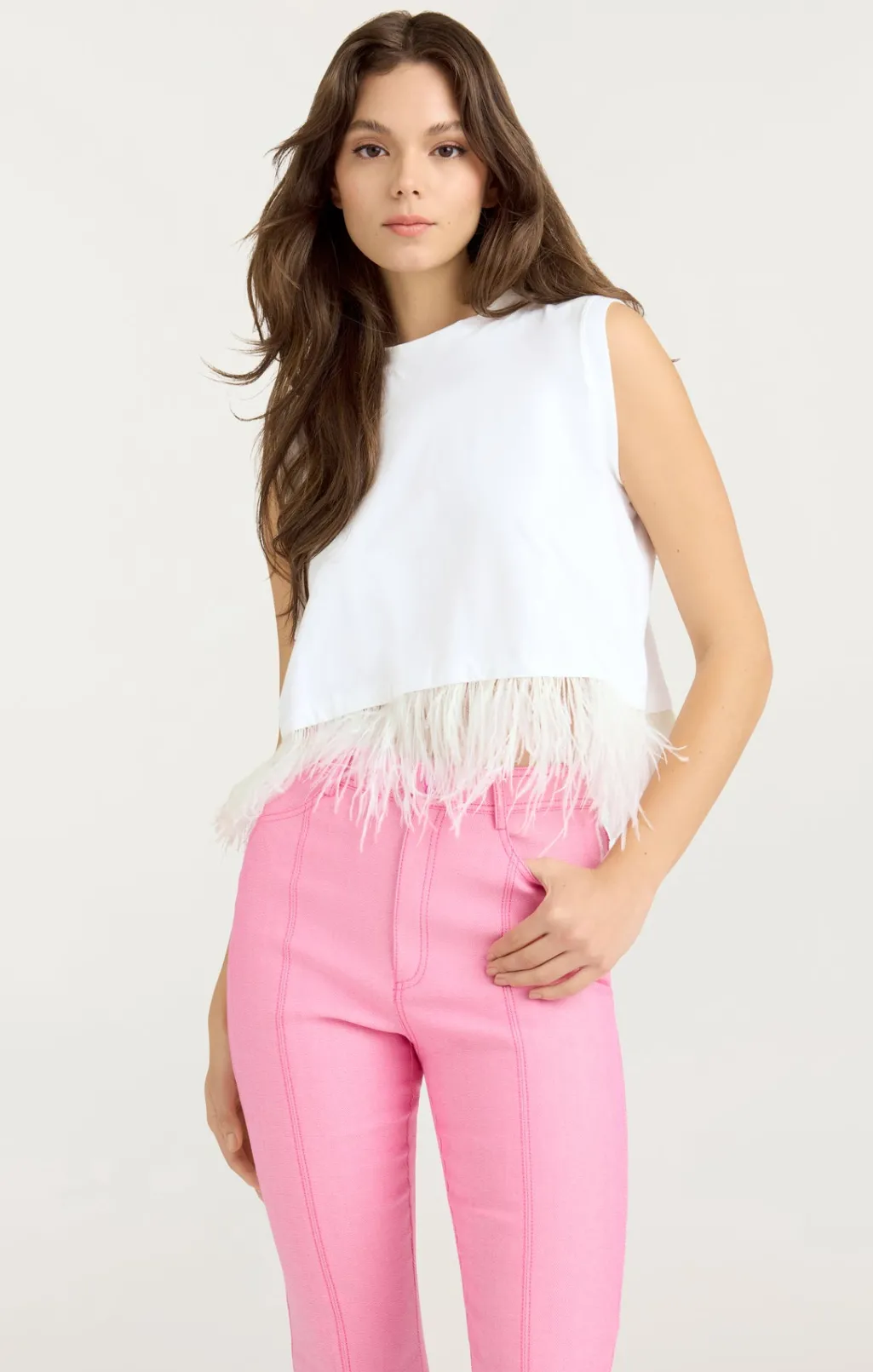 Cinq à Sept Cropped Feather Tee White Sale