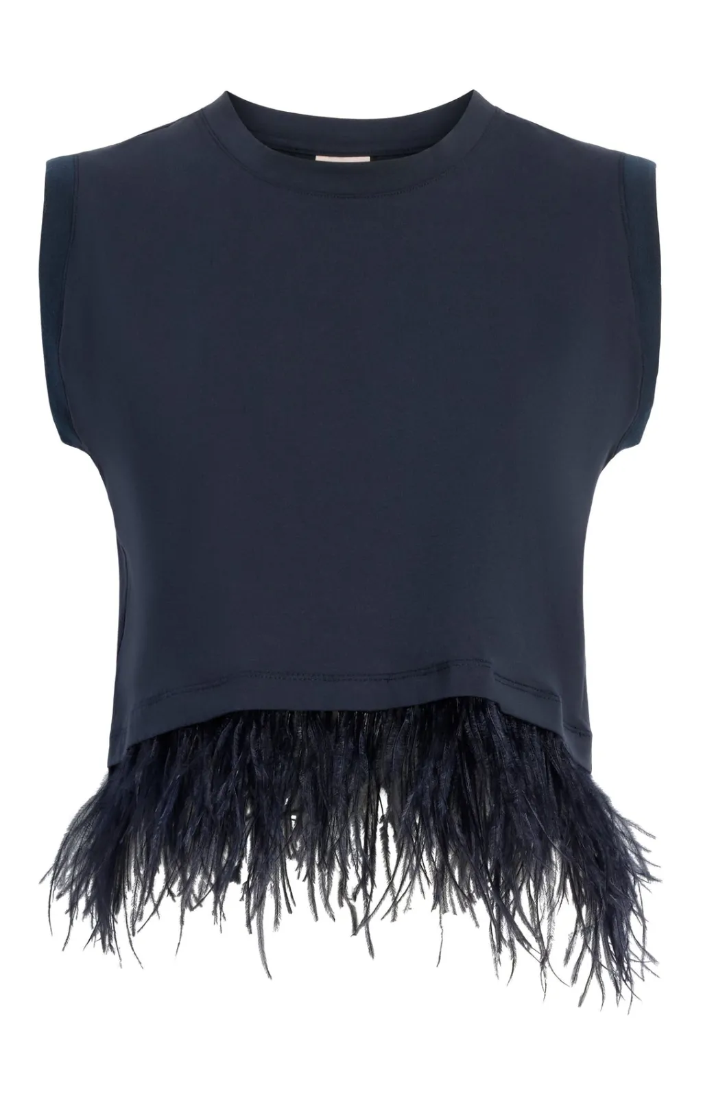 Cinq à Sept Cropped Feather Tee Navy Outlet