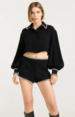 Cinq à Sept Cropped Juneve Top Black Discount