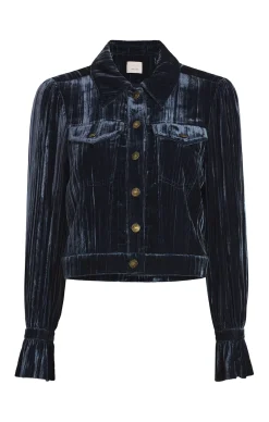 Cinq à Sept Crushed Velvet Dillon Jacket PeacockBlue Sale