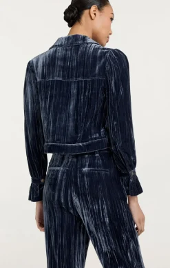 Cinq à Sept Crushed Velvet Dillon Jacket PeacockBlue Sale
