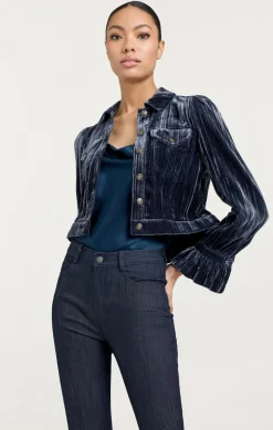 Cinq à Sept Crushed Velvet Dillon Jacket PeacockBlue Sale