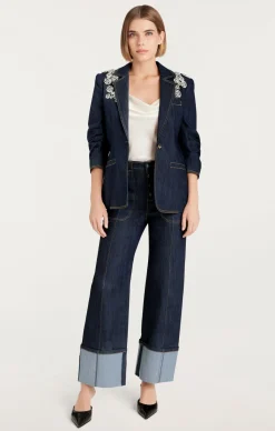 Cinq à Sept Crystal Chrysanthemum Khloe Blazer Indigo