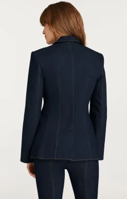 Cinq à Sept Crystal Denim Bow Cheyenne Blazer Indigo New
