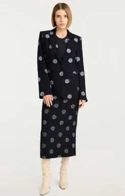Cinq à Sept Crystal Dot Karlie Blazer Black/Silver New