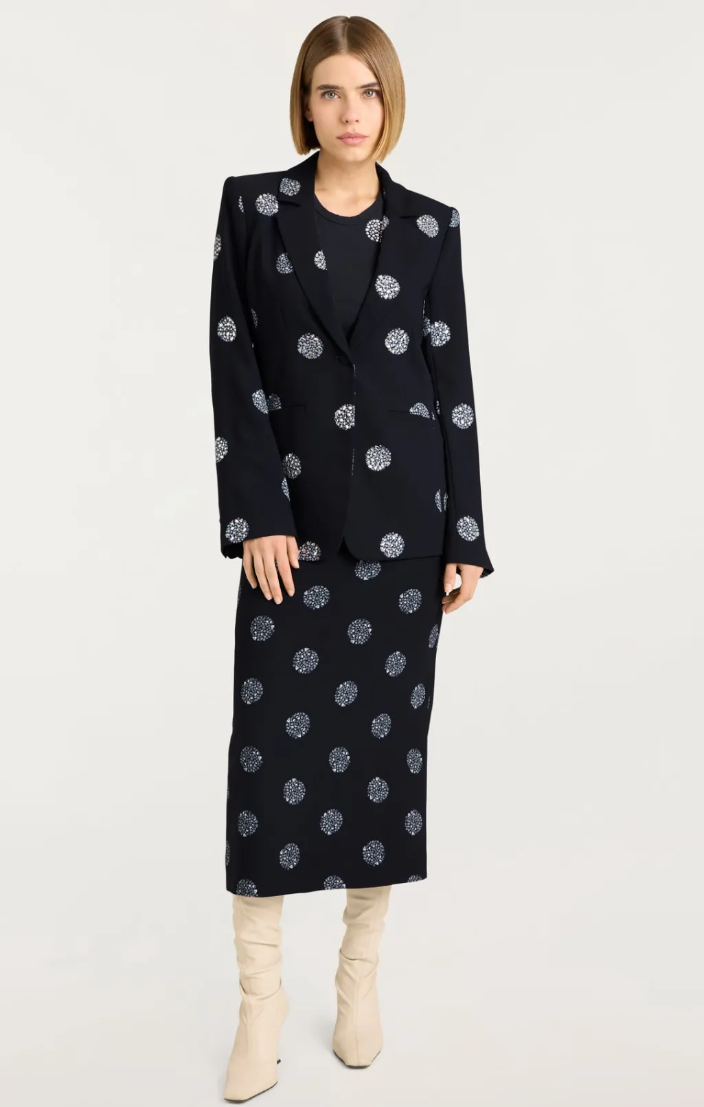 Cinq à Sept Crystal Dot Karlie Blazer Black/Silver New