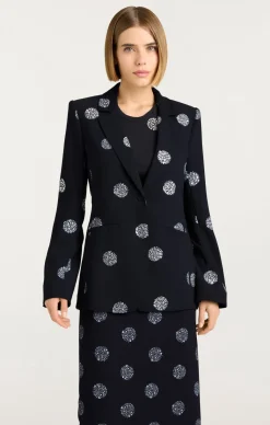 Cinq à Sept Crystal Dot Karlie Blazer Black/Silver New