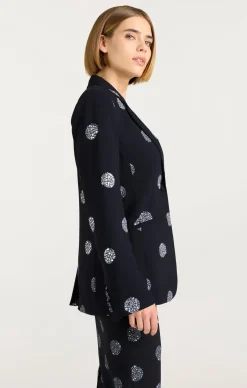 Cinq à Sept Crystal Dot Karlie Blazer Black/Silver New