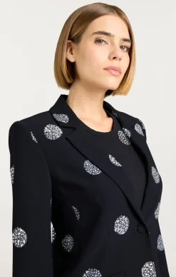 Cinq à Sept Crystal Dot Karlie Blazer Black/Silver New