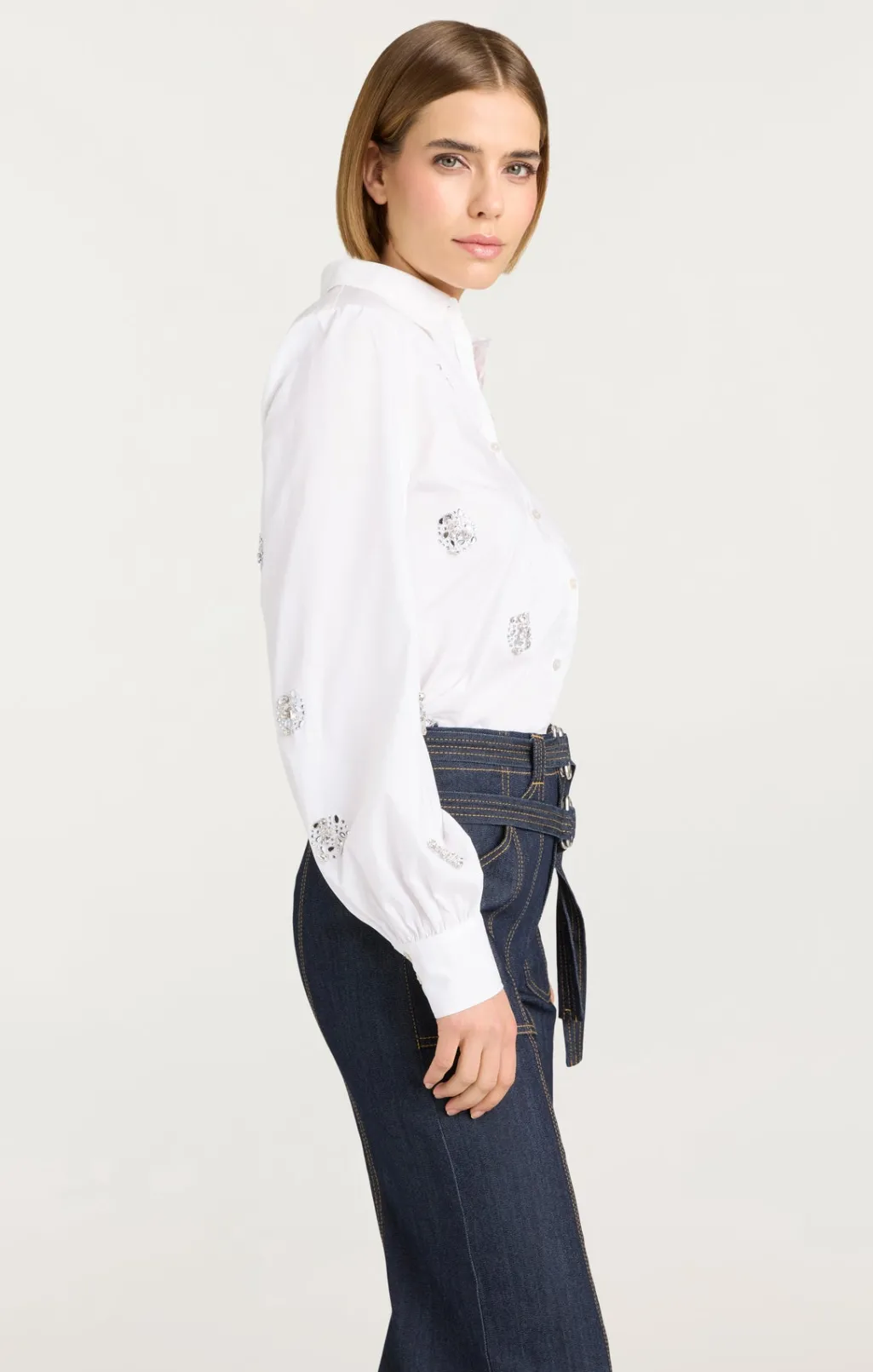 Cinq à Sept Crystal Dot Tianna Top White