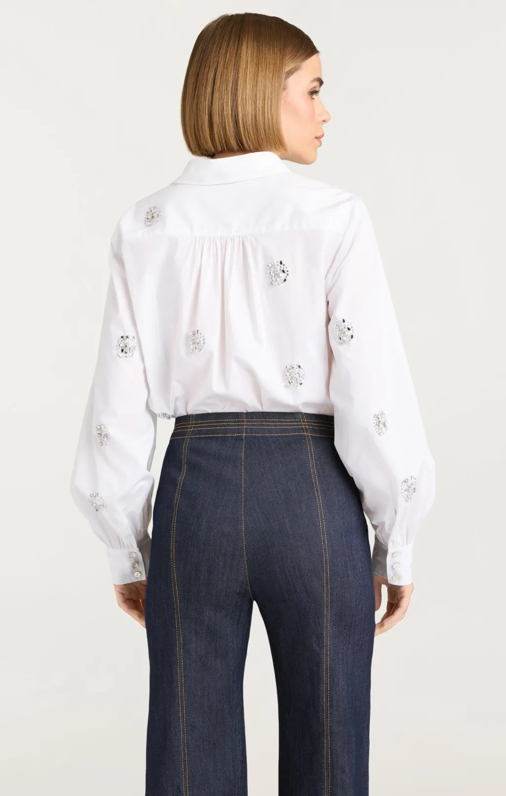 Cinq à Sept Crystal Dot Tianna Top White