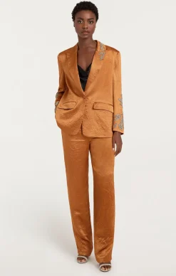Cinq à Sept Crystal Floral Embellished Cheyenne Blazer Pecan Clearance