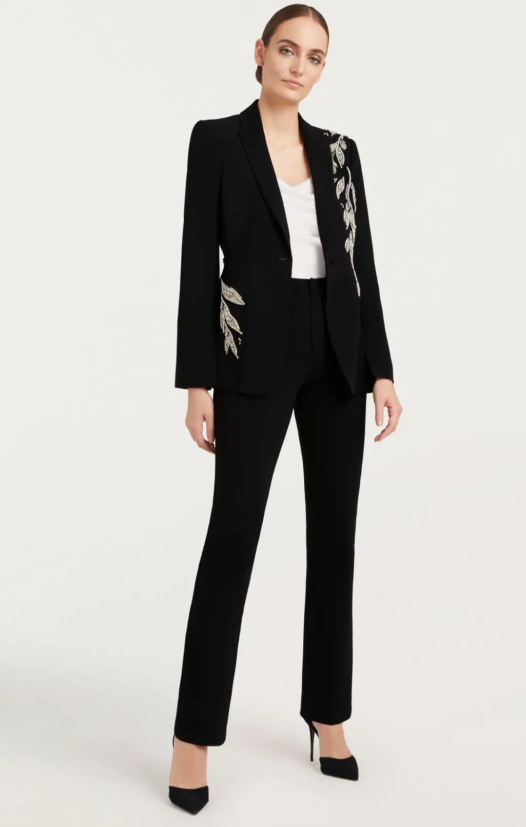 Cinq à Sept Crystal Floral Embellished Cheyenne Blazer Black Best