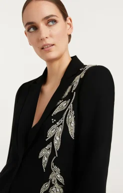 Cinq à Sept Crystal Floral Embellished Cheyenne Blazer Black Best
