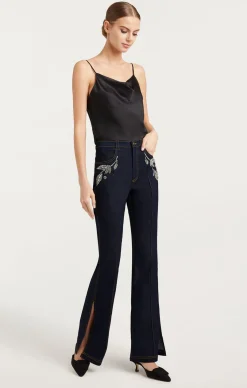 Cinq à Sept Crystal Floral Haylie Pant Indigo Sale