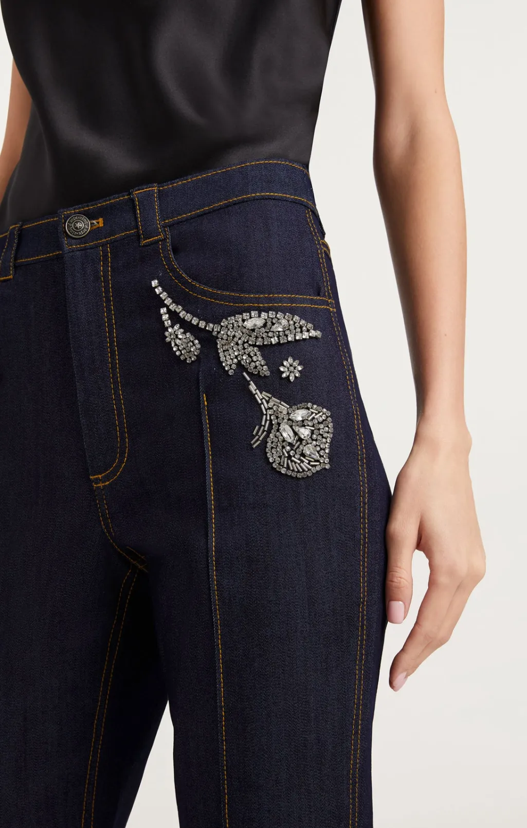 Cinq à Sept Crystal Floral Haylie Pant Indigo Sale