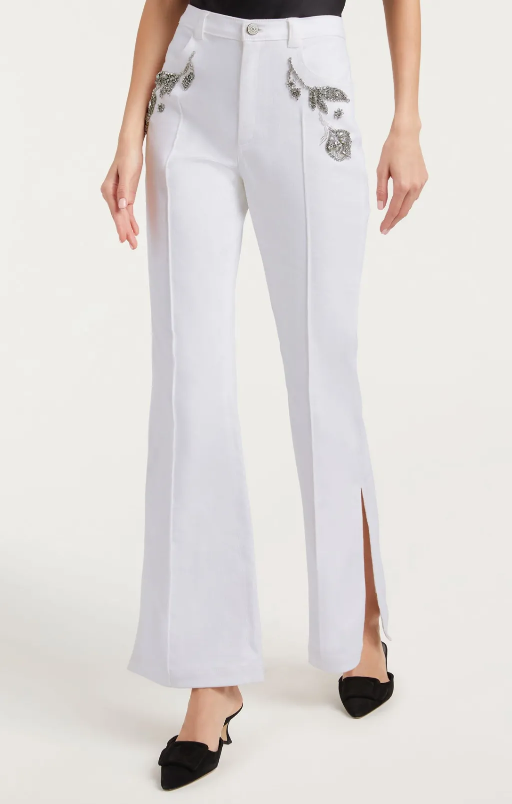 Cinq à Sept Crystal Floral Haylie Pant White New
