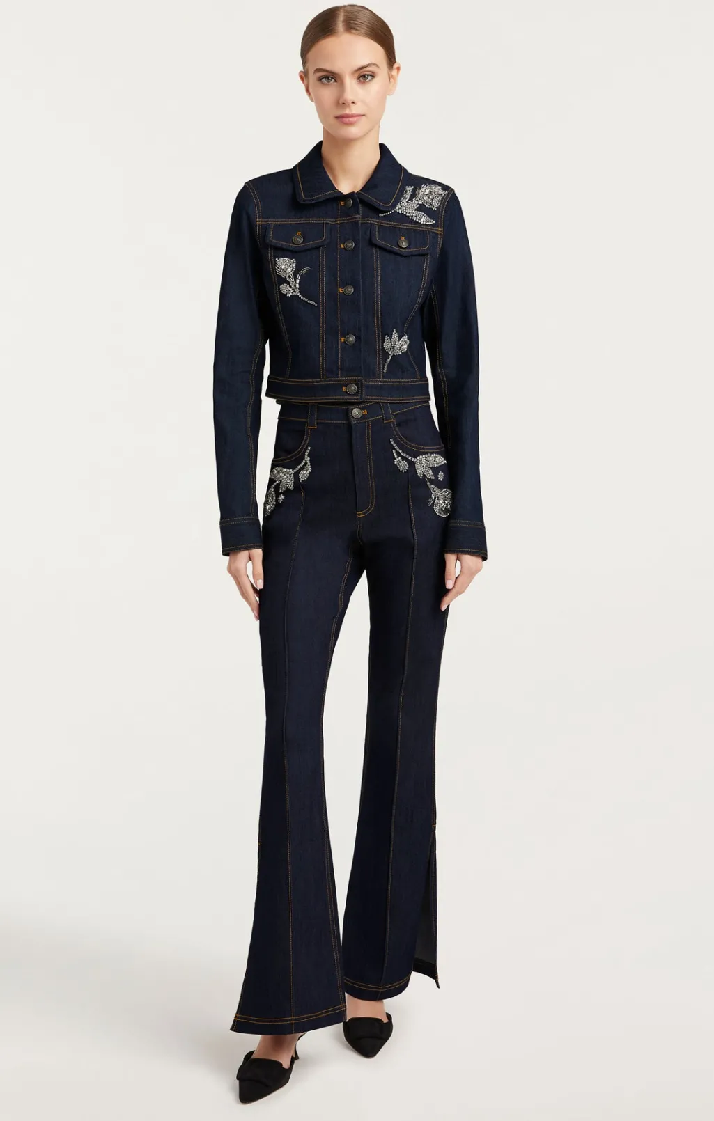 Cinq à Sept Crystal Floral Regina Jacket Indigo Online