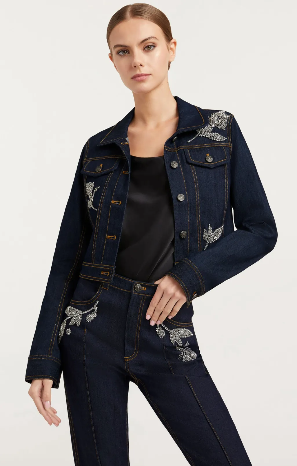 Cinq à Sept Crystal Floral Regina Jacket Indigo Online