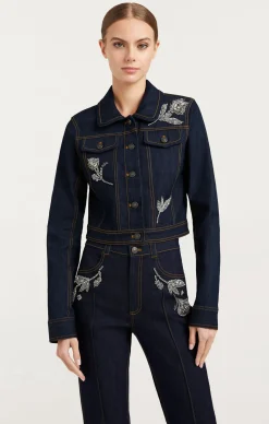 Cinq à Sept Crystal Floral Regina Jacket Indigo Online