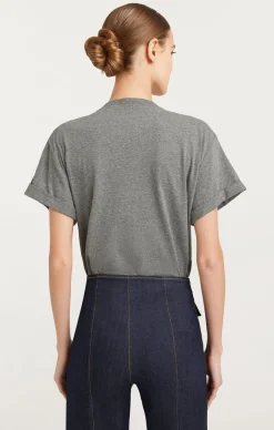 Cinq à Sept Crystal Floral Vneck Bree Tee HeatherGrey Discount