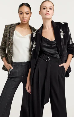 Cinq à Sept Crystal Ivy Chenille Scrunched Cheyenne Blazer Black Sale