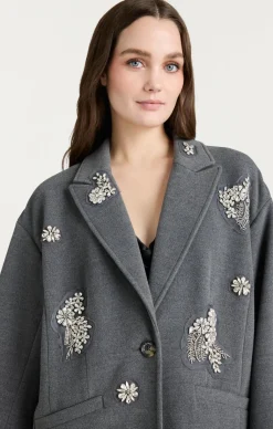 Cinq à Sept Crystal Ivy Gravis Coat HeatherGrey Hot