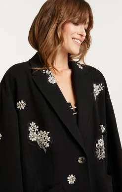 Cinq à Sept Crystal Ivy Gravis Coat Black New