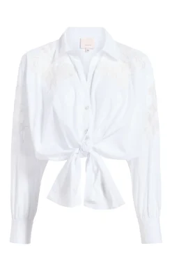 Cinq à Sept Cutout Embellished Marianna Top White