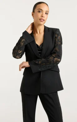 Cinq à Sept Cutout Paisley Embellished Cheyenne Blazer Black Sale