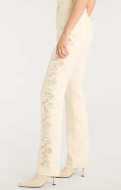 Cinq à Sept Cutout Paisley Embellished Kerry Pant Gardenia Online