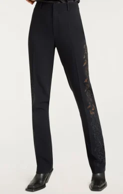 Cinq à Sept Cutout Paisley Embellished Kerry Pant Black New