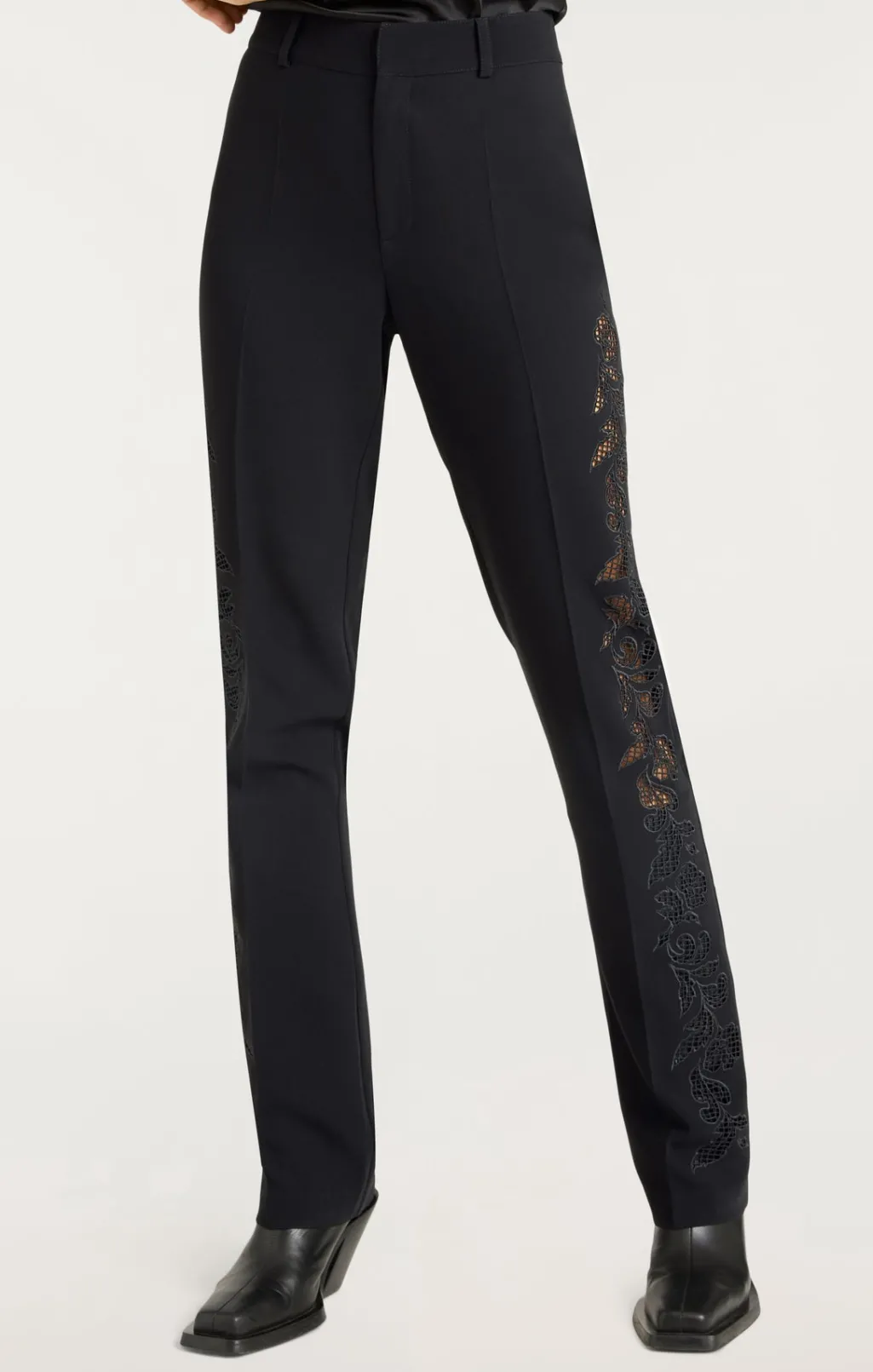 Cinq à Sept Cutout Paisley Embellished Kerry Pant Black New