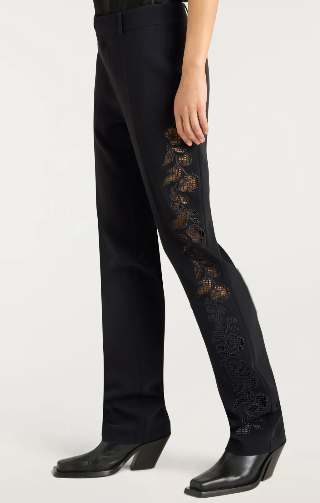Cinq à Sept Cutout Paisley Embellished Kerry Pant Black New
