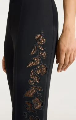 Cinq à Sept Cutout Paisley Embellished Kerry Pant Black New