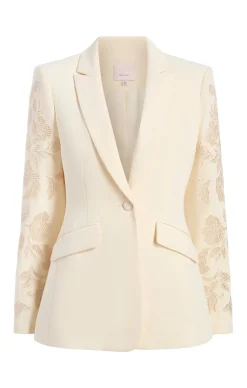 Cinq à Sept Cutout Paisley Embellished Cheyenne Blazer Gardenia New