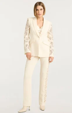 Cinq à Sept Cutout Paisley Embellished Cheyenne Blazer Gardenia New