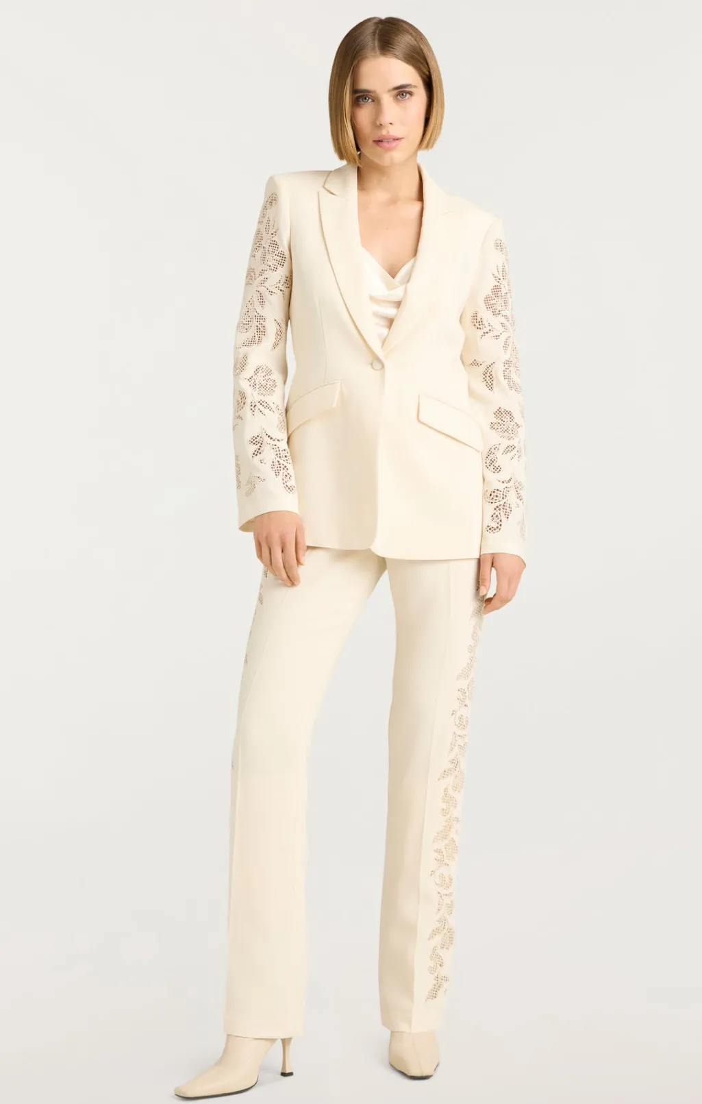 Cinq à Sept Cutout Paisley Embellished Cheyenne Blazer Gardenia New