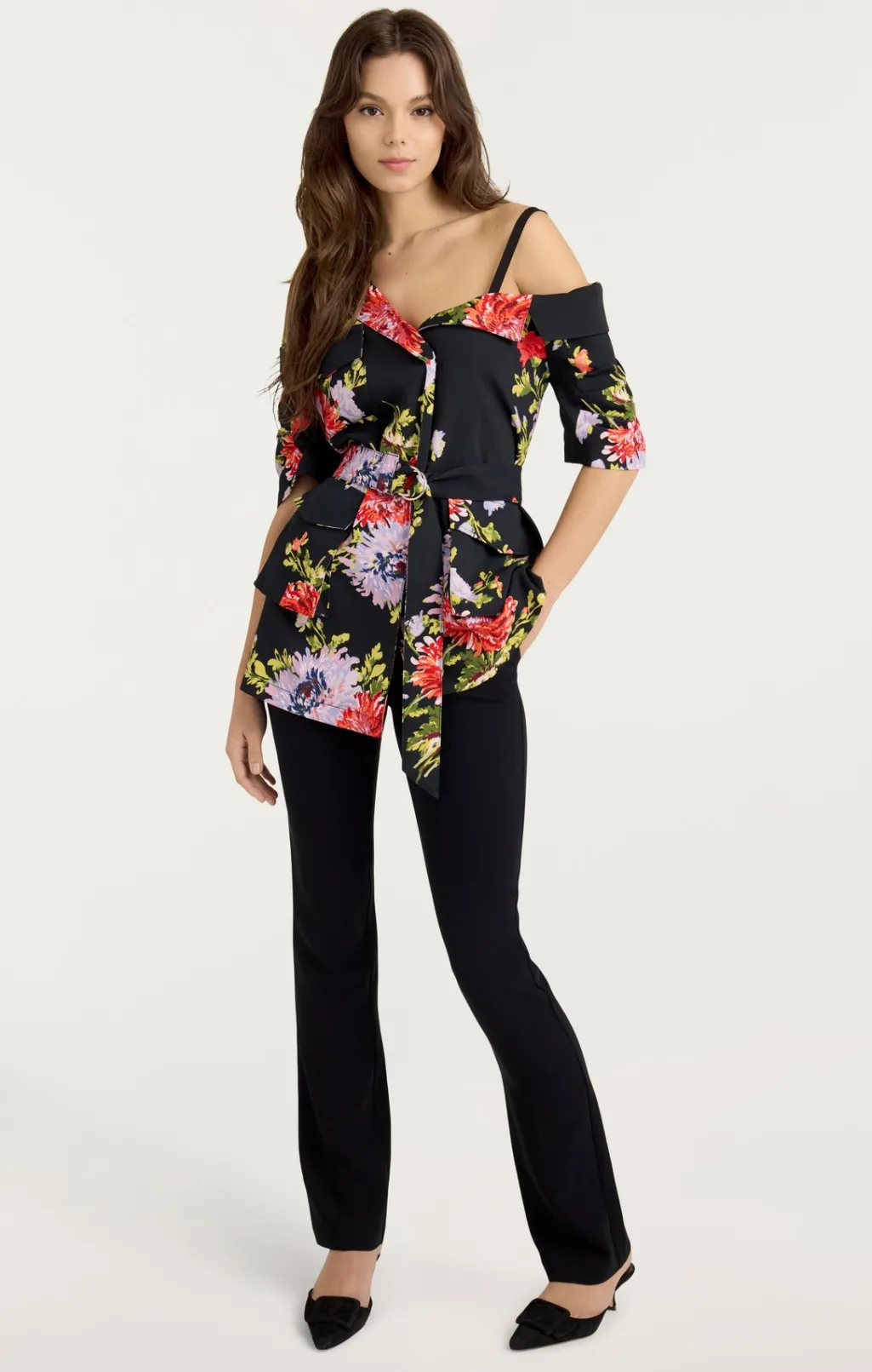 Cinq à Sept Dark Chrysanthemum Katie Jacket BlackMulti Discount