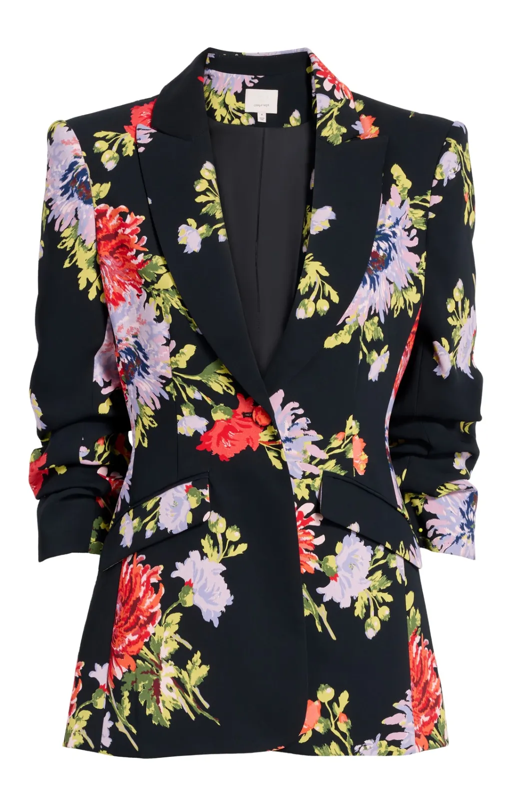 Cinq à Sept Dark Chrysanthemum Scrunched Cheyenne Blazer BlackMulti Clearance