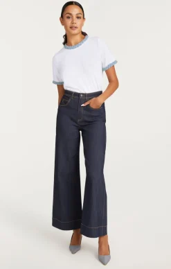 Cinq à Sept Denim Braided Tee White/LightWash Outlet