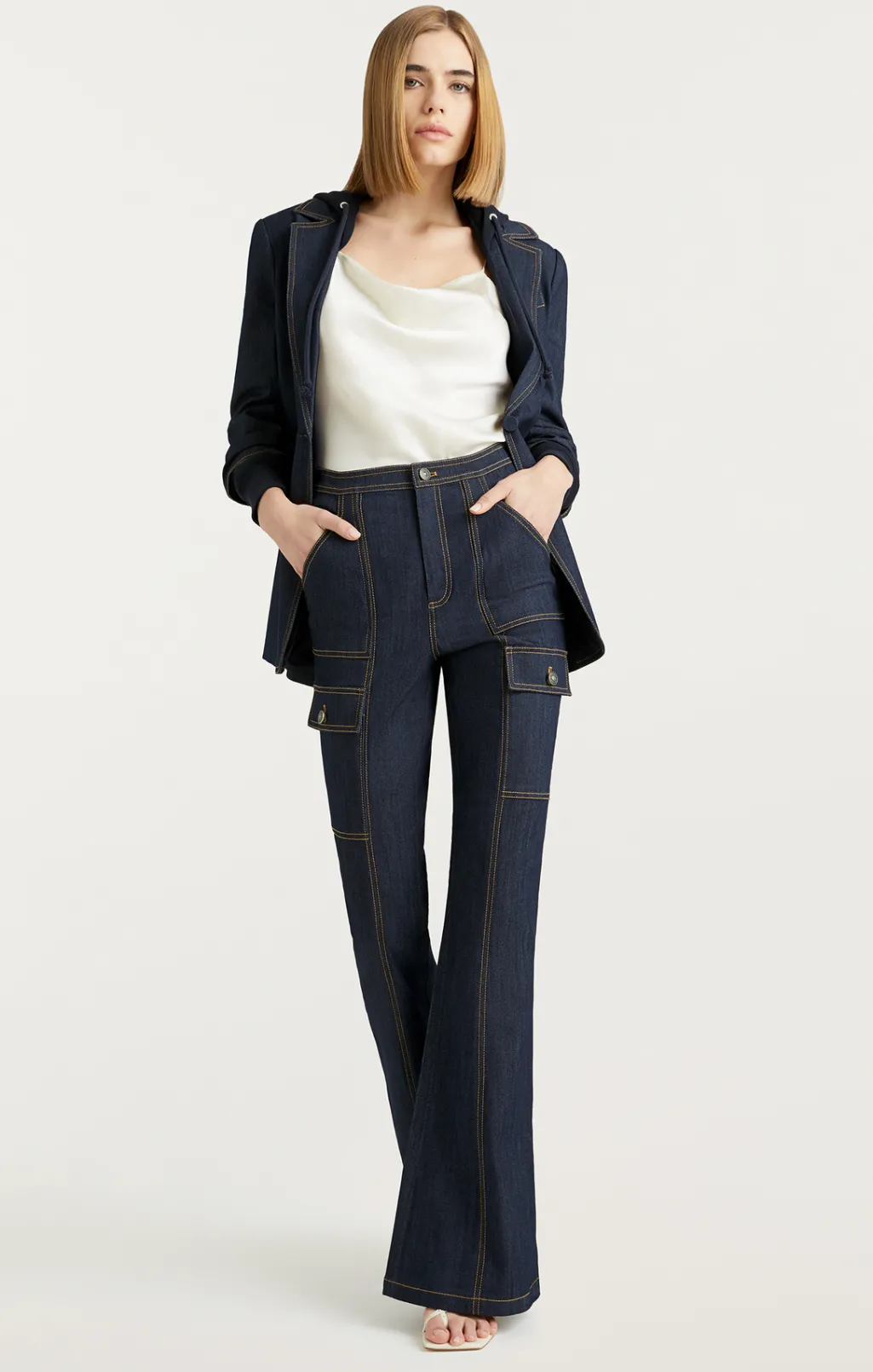 Cinq à Sept Denim Hooded Khloe Blazer Indigo