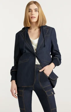 Cinq à Sept Denim Hooded Khloe Blazer Indigo