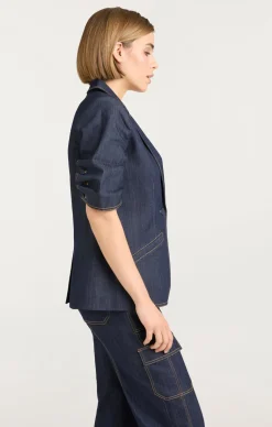 Cinq à Sept Denim Short Sleeve Khloe Blazer Indigo Online